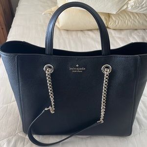 Kate Spade Large Infinite Triple Compartment Tote Bag Black Leather